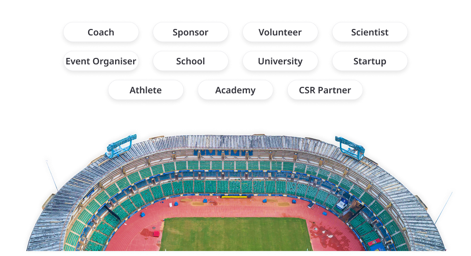 Stadium aerial view with stakeholder role labels